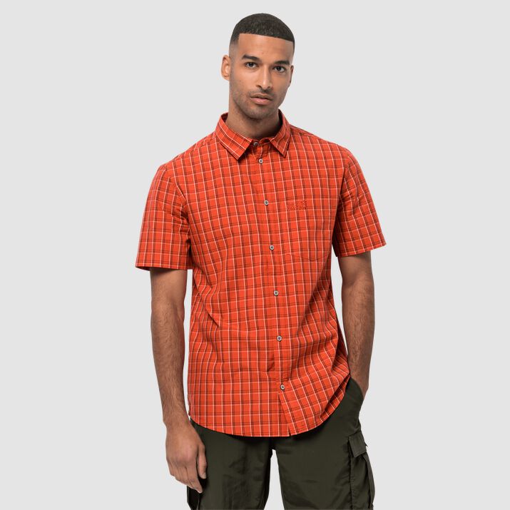 Jack Wolfskin Mens Hot Springs Short Sleeve Shirt Orange 901837TDA